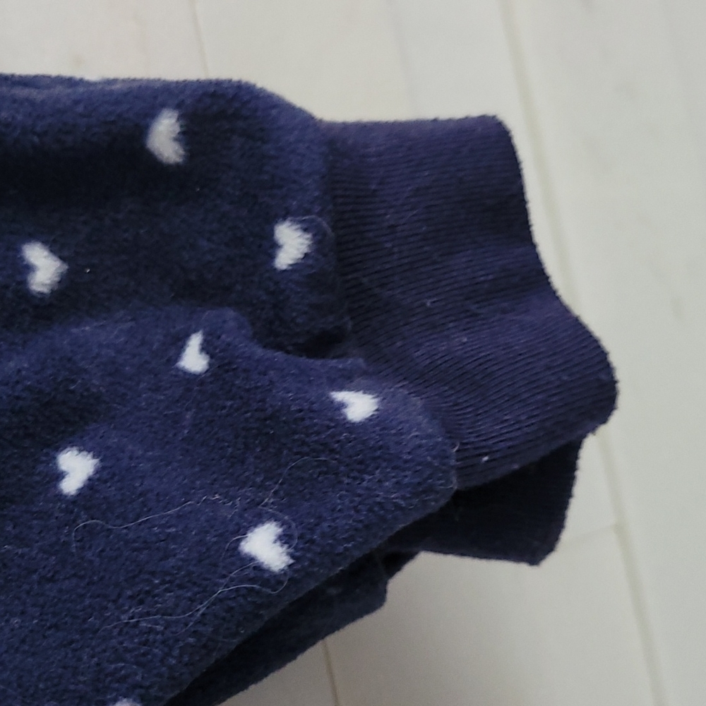 Carter's WARM HOODED FLEECE ONE PIECE BLUE WITH PINK HEARTS SIZE18 MONTHS - Picture 6 of 11